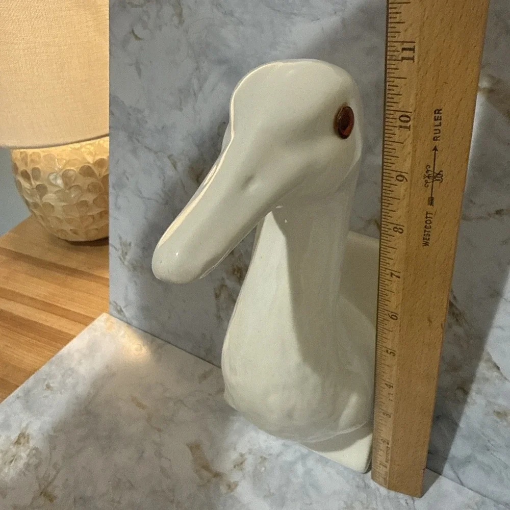 Vintage Cottage Core Goose Head White Ceramic Towel Or Apron Holder